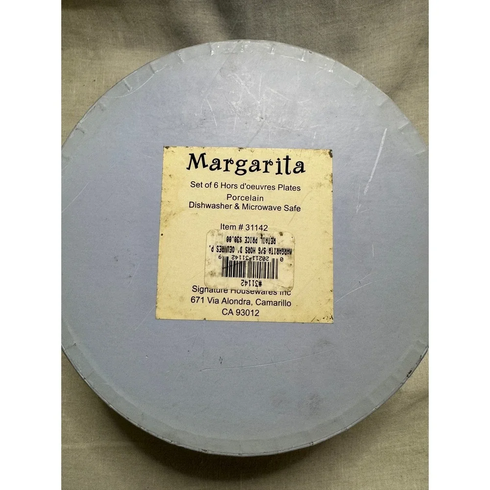 Margarita Signature Housewares Hors d'oeuvres Plates Set of 6 Porcelain#929